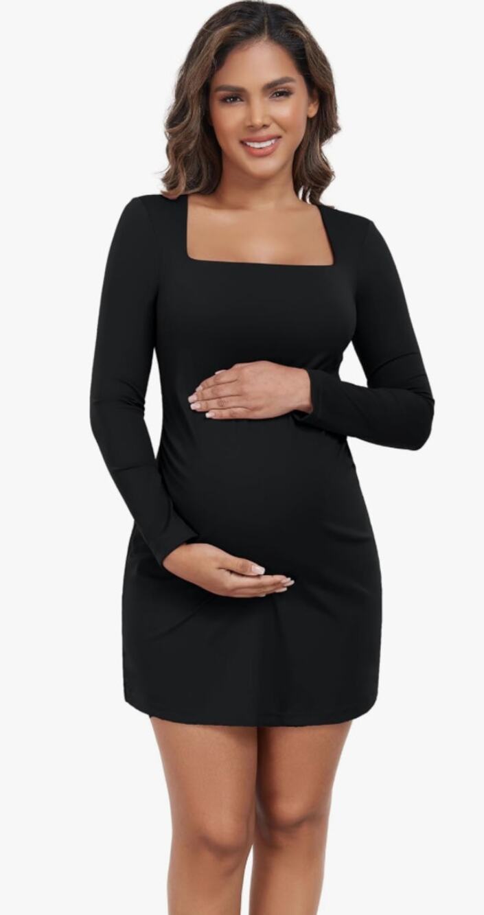 Maacie Maternity Long Sleeve Square Neck Tennis Golf Dresses Size 18 Black New